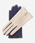 CC4313 (beige/blue) - Women’s two-tone Italian cashmere lined leather gloves 1