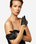 CC4391 (black) - Women’s Italian cashmere lined leather gloves with studs 4
