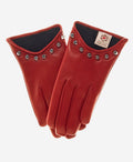 CC4391 (red) - Women’s Italian cashmere lined leather gloves with studs 1