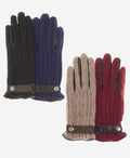 CC4510 (blue) - Women’s Italian cable knit cashmere and leather winter gloves 4