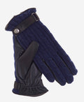 CC4510 (blue) - Women’s Italian cable knit cashmere and leather winter gloves 1