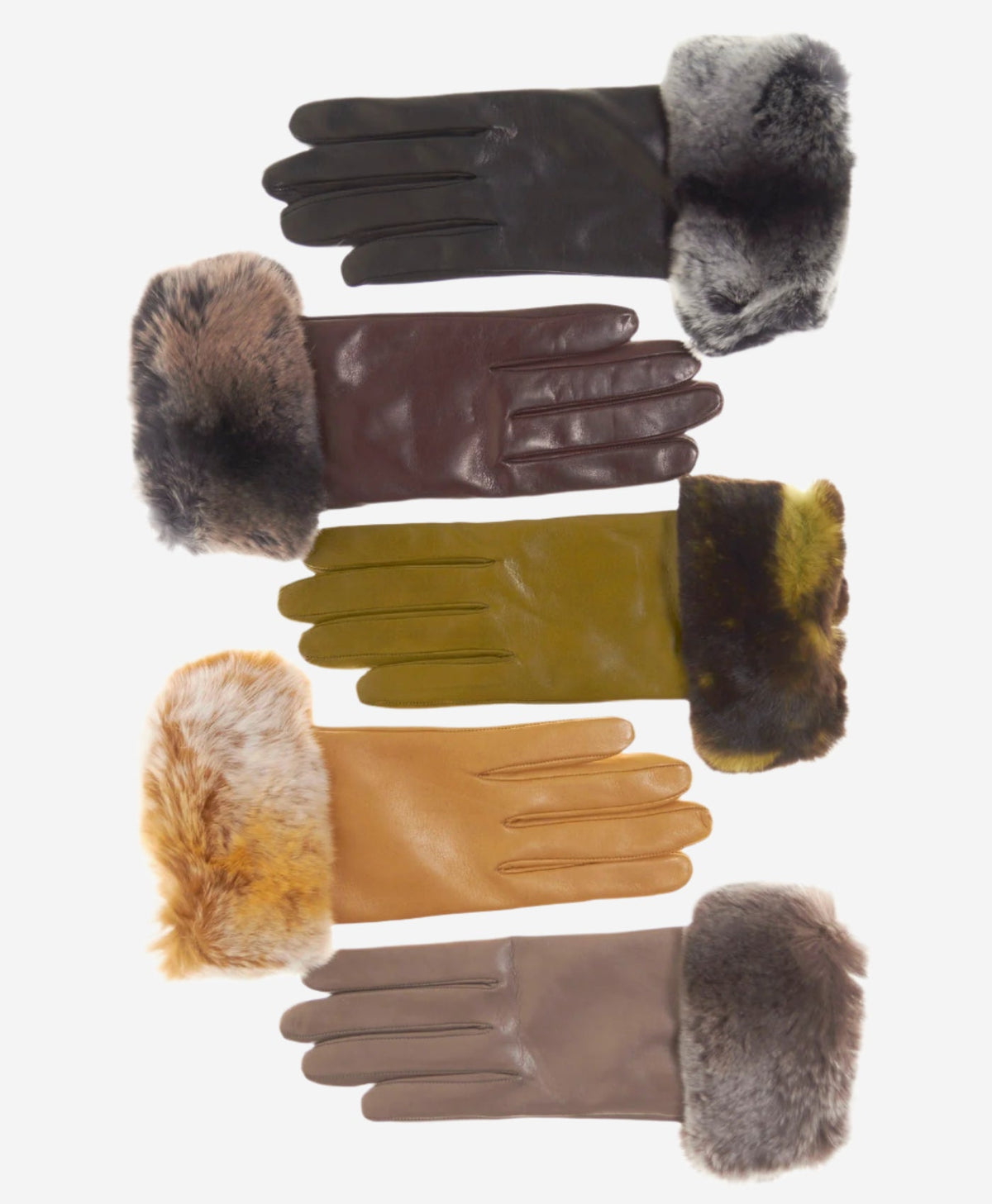 CC4514 (taupe) - Women’s Italian rex rabbit fur cuff lambskin gloves