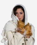 CC4514 (vac) - Women’s Italian rex rabbit fur cuff lambskin gloves 6