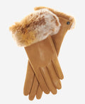 CC4514 (vac) - Women’s Italian rex rabbit fur cuff lambskin gloves 1