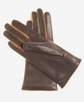 CC4585 (camel) - Women’s Italian cashmere lined lambskin gloves with colorful fourchettes 2