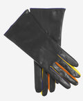CC4585 (black) - Women’s Italian cashmere lined lambskin gloves with colorful fourchettes 1