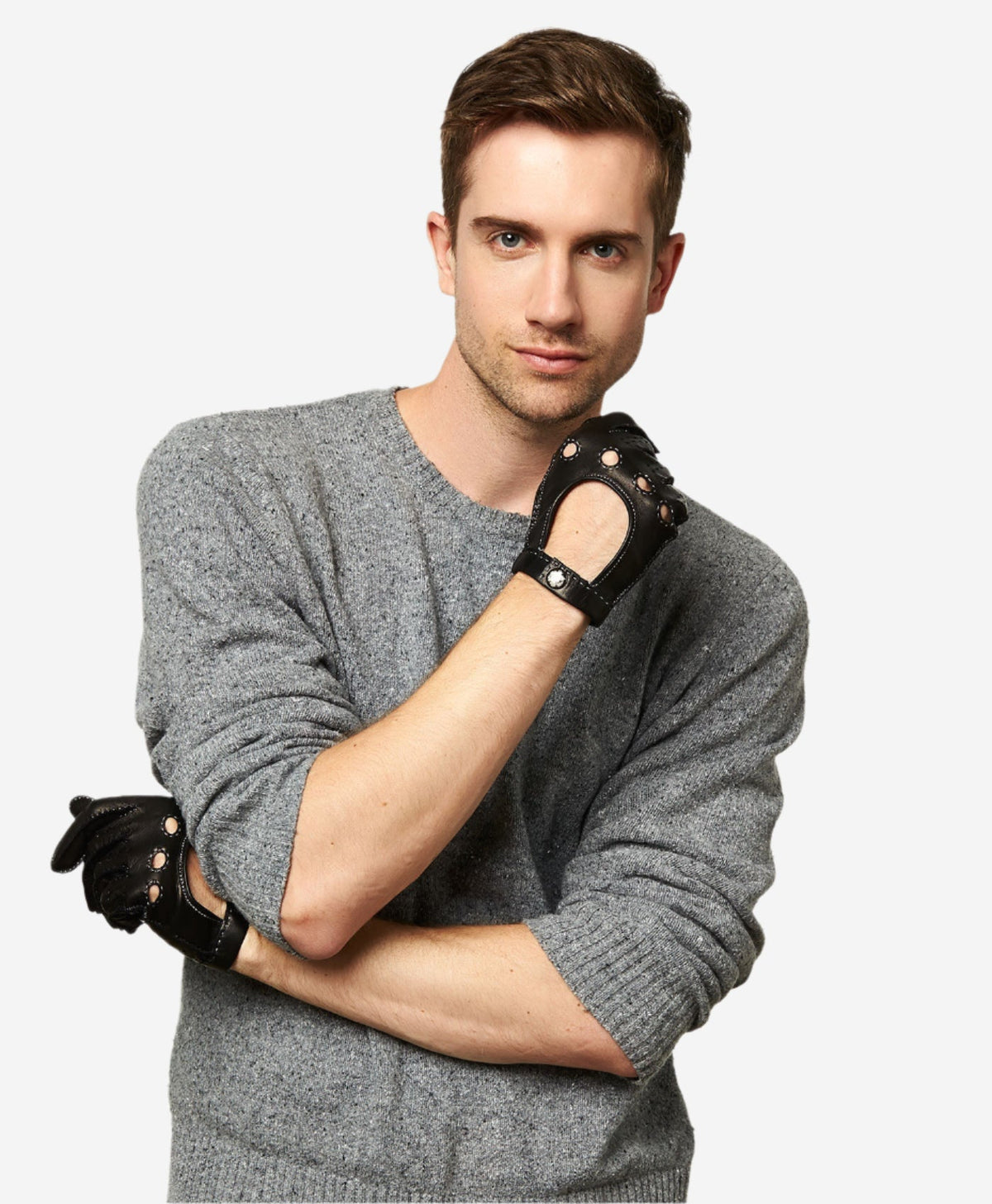 CD3501 (black) - Men’s handsewn Italian lambskin leather driving gloves