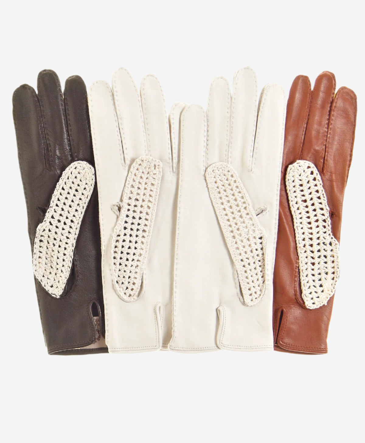 CD4020 (dark brown) - Women’s Italian crochet and leather driving gloves
