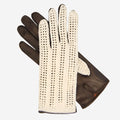 CD4020 (dark brown) - Women’s Italian crochet and leather driving gloves 1