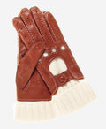 CD4141 (brown) - Women’s Italian winter leather driving gloves with cashmere lining 1