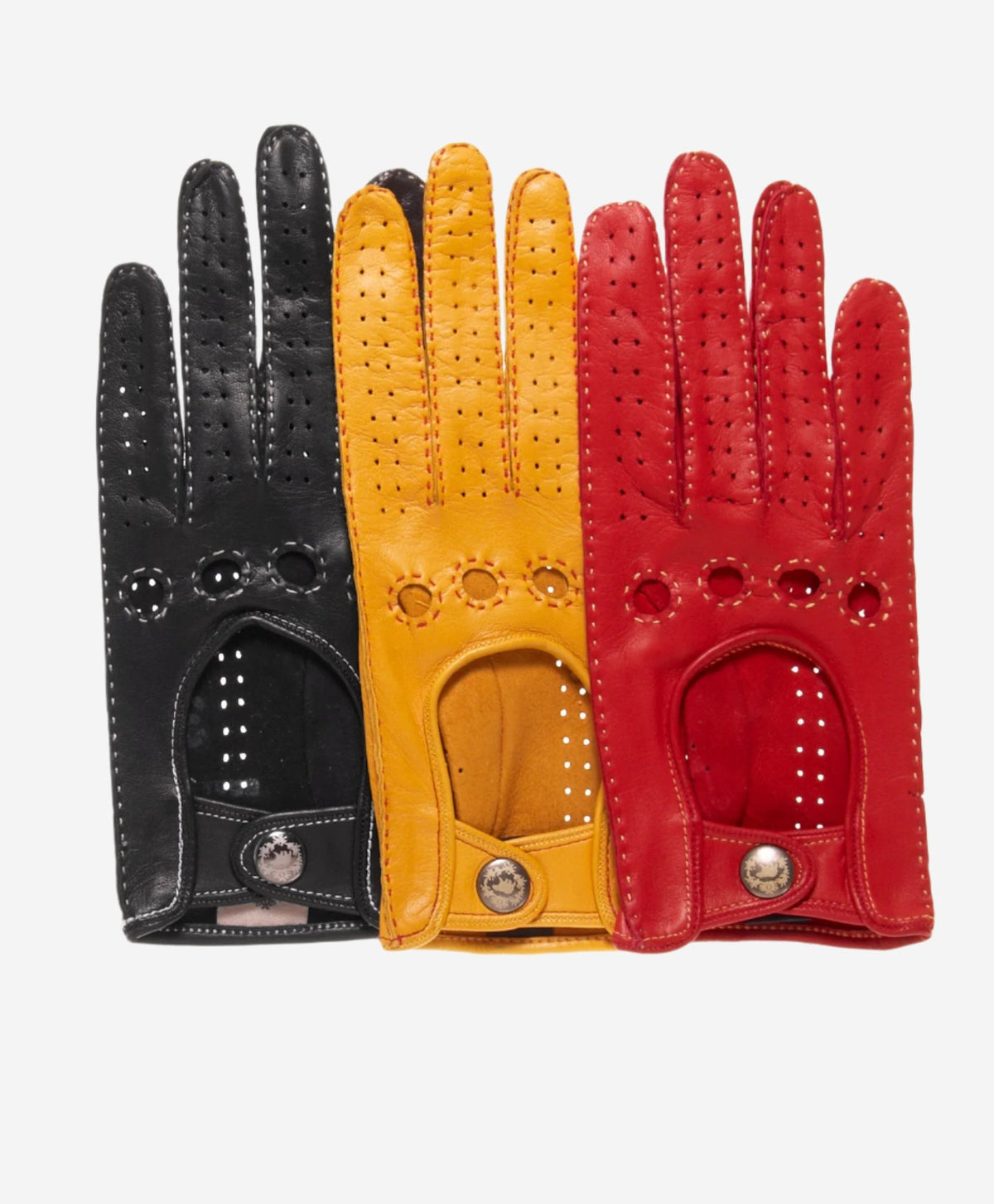 CD4266 (yellow) - Women’s Italian leather driving gloves with contrast stitching