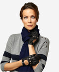 CD4266 (black) - Women’s Italian leather driving gloves with contrast stitching 2