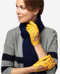 CD4266 (yellow) - Women’s Italian leather driving gloves with contrast stitching 3