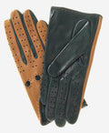 CD4363 (camel/forest) - Women’s two-tone Italian leather driving gloves 2