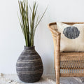 Tribal Lines Grey Hand-Felted Wool Gourd Basket 3