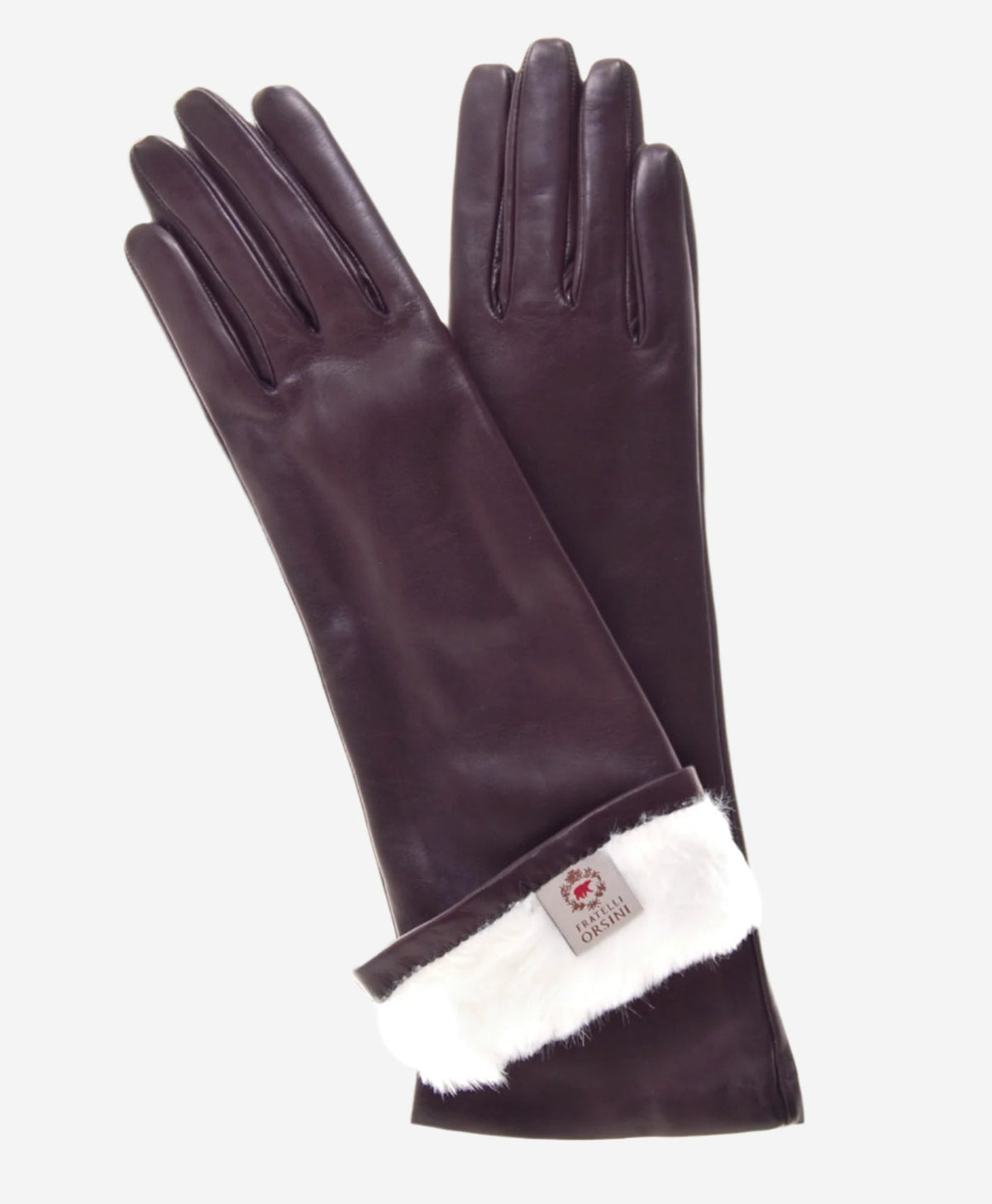 CR4001W6 (brown) - Italian rabbit fur lined 6-button length leather gloves