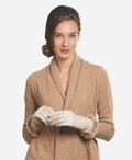 CR4405 (cream) - Women’s Italian Rex rabbit fur cuff winter leather gloves 2
