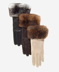 CR4450 (black) - Women’s Italian Orylag rabbit fur cuff cashmere lined winter leather gloves 2