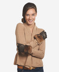 CR4450 (brown) - Women's Italian Orylag rabbit fur cuff cashmere lined winter leather gloves 2
