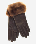 CR4450 (brown) - Women's Italian Orylag rabbit fur cuff cashmere lined winter leather gloves 1