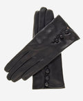 CS4070 (black) - Women's Italian Silk Lined Lambskin Leather Gloves with Buttons 1