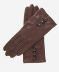 CS4070 (brown) - Women's Italian Silk Lined Lambskin Leather Gloves with Buttons 1