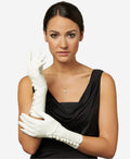 CS4255 (white) - Italian Silk Lined Gloves with 4-Button Length 1