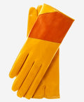 CS4416 (yellow/tang) - Women's Italian Color Block Silk Lined Leather Gloves 1