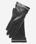 CS4461 (black) - Women's Italian Silk Lined Leather Gloves with Swarovski Crystal Trim 1