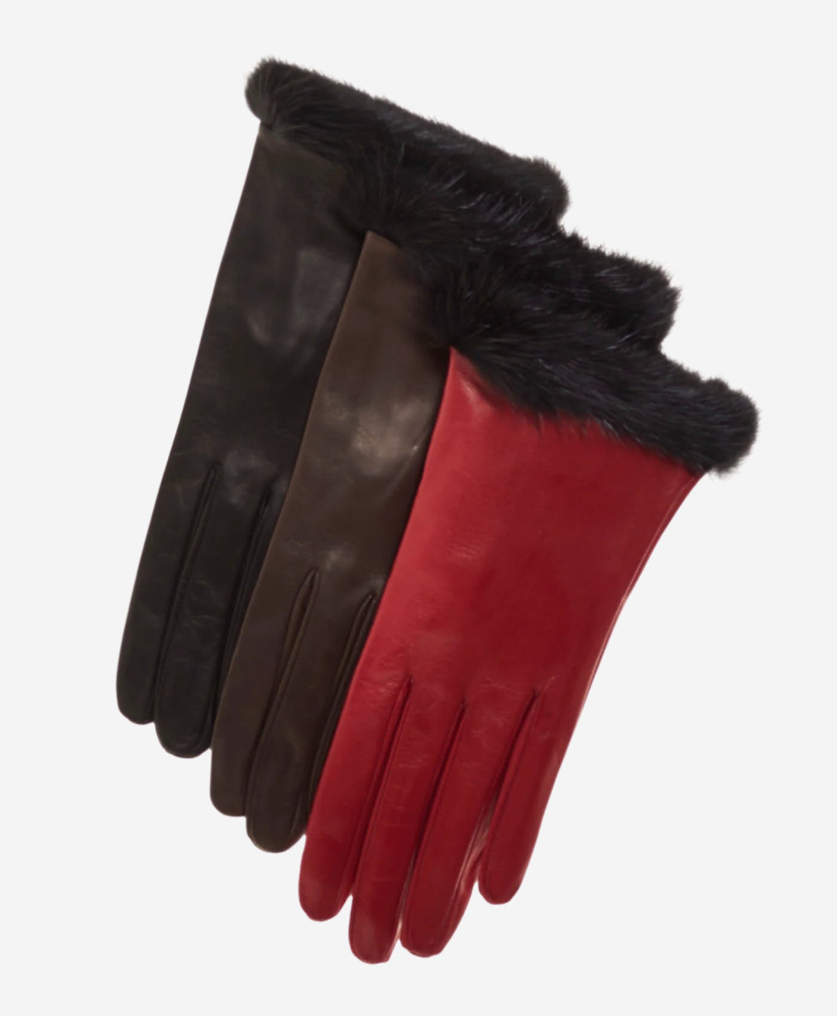 CS4616 (darkbrown) - Women's Italian Silk Lined Leather Gloves with Mink Cuff