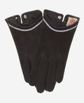 CS4622 (black) - Women's Italian Silk Lined Leather Gloves with Swarovski Crystal Trim 1