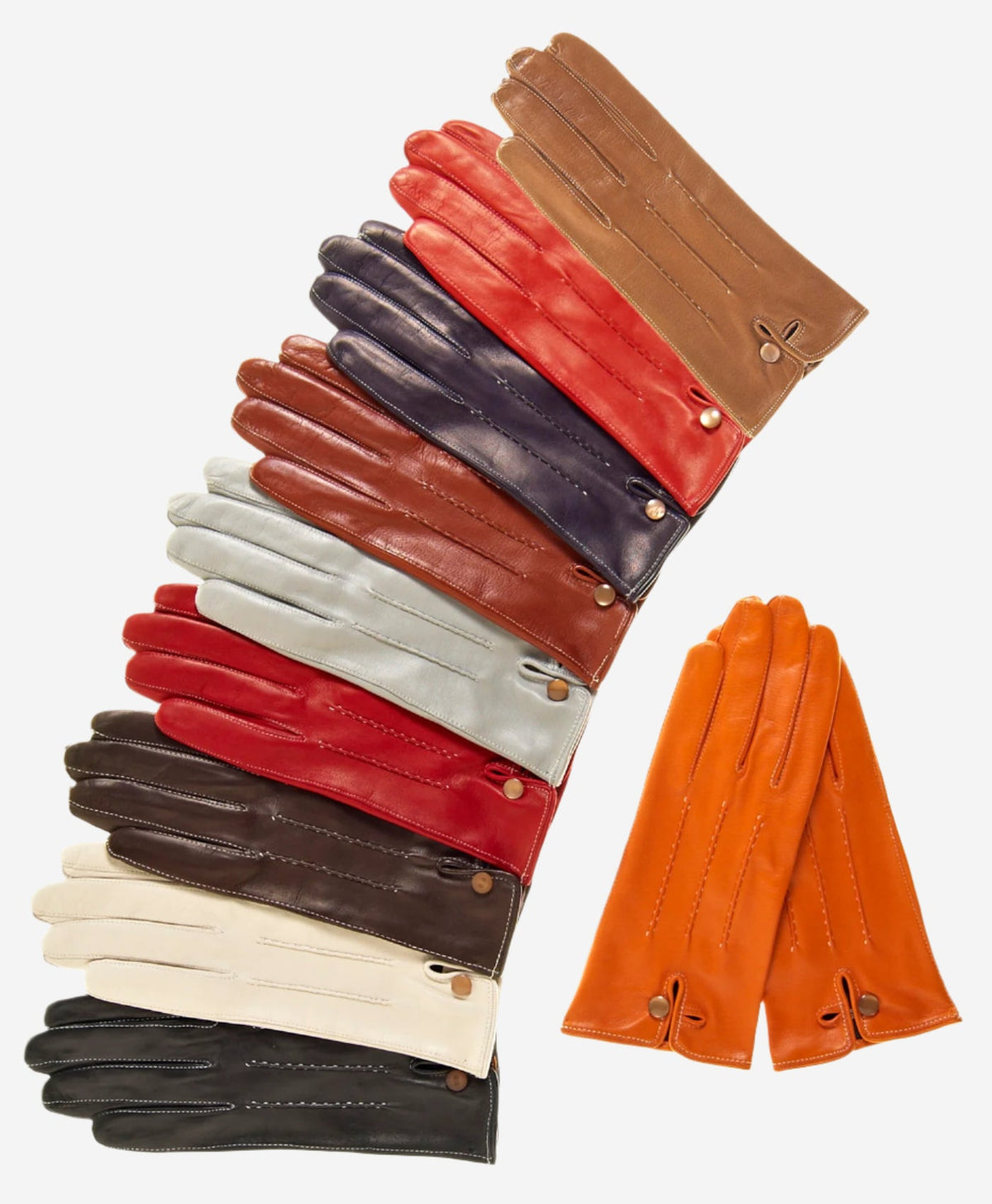 CS4801 (medium brown) - Women's Italian Silk Lined Leather Gloves with Stitched Accents