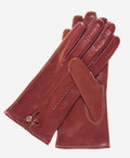 CS4801 (medium brown) - Women's Italian Silk Lined Leather Gloves with Stitched Accents 1