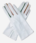 CS4841 (white) - Women's Italian Silk Lined Lambskin Gloves with Colorful Fourchettes 2