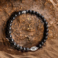 Stay Grounded Hematite Matte Onyx Evil Eye Charm Bracelet 3
