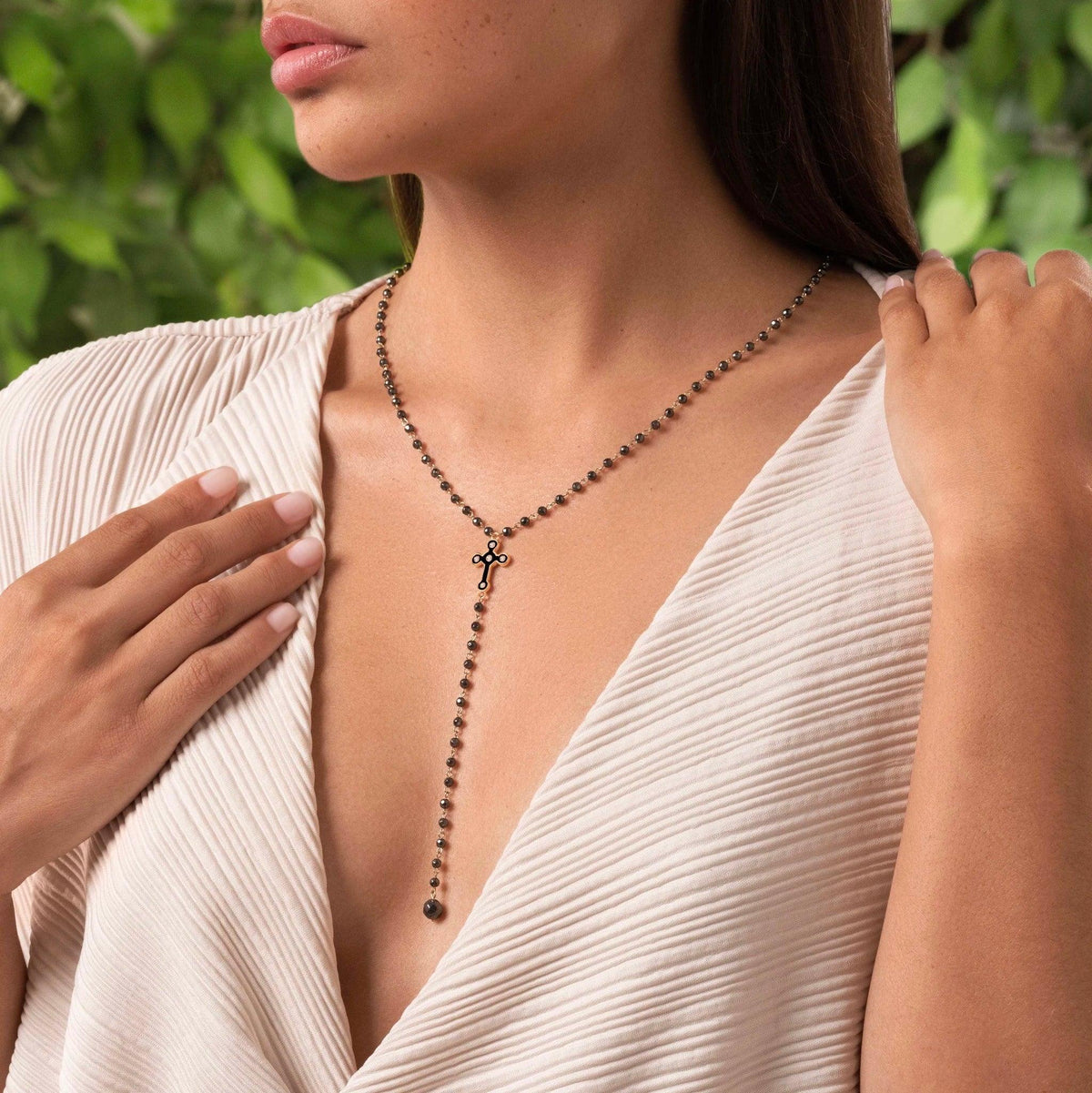 Unwavering Faith Cross Hematite Rosary Necklace