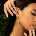 Divine Existence Gold Lotus Moonstone Earrings 2