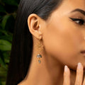 Subtle Movement Gold Lotus Labradorite Earrings 2