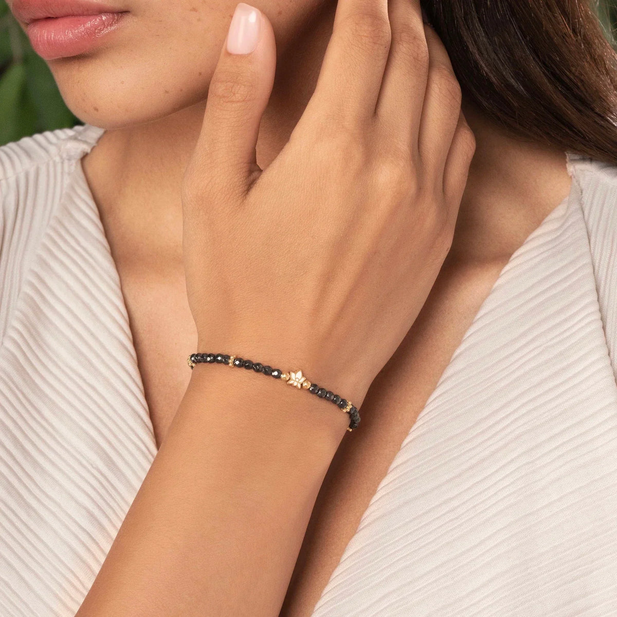 Graceful Resilience Hematite Lotus Bracelet