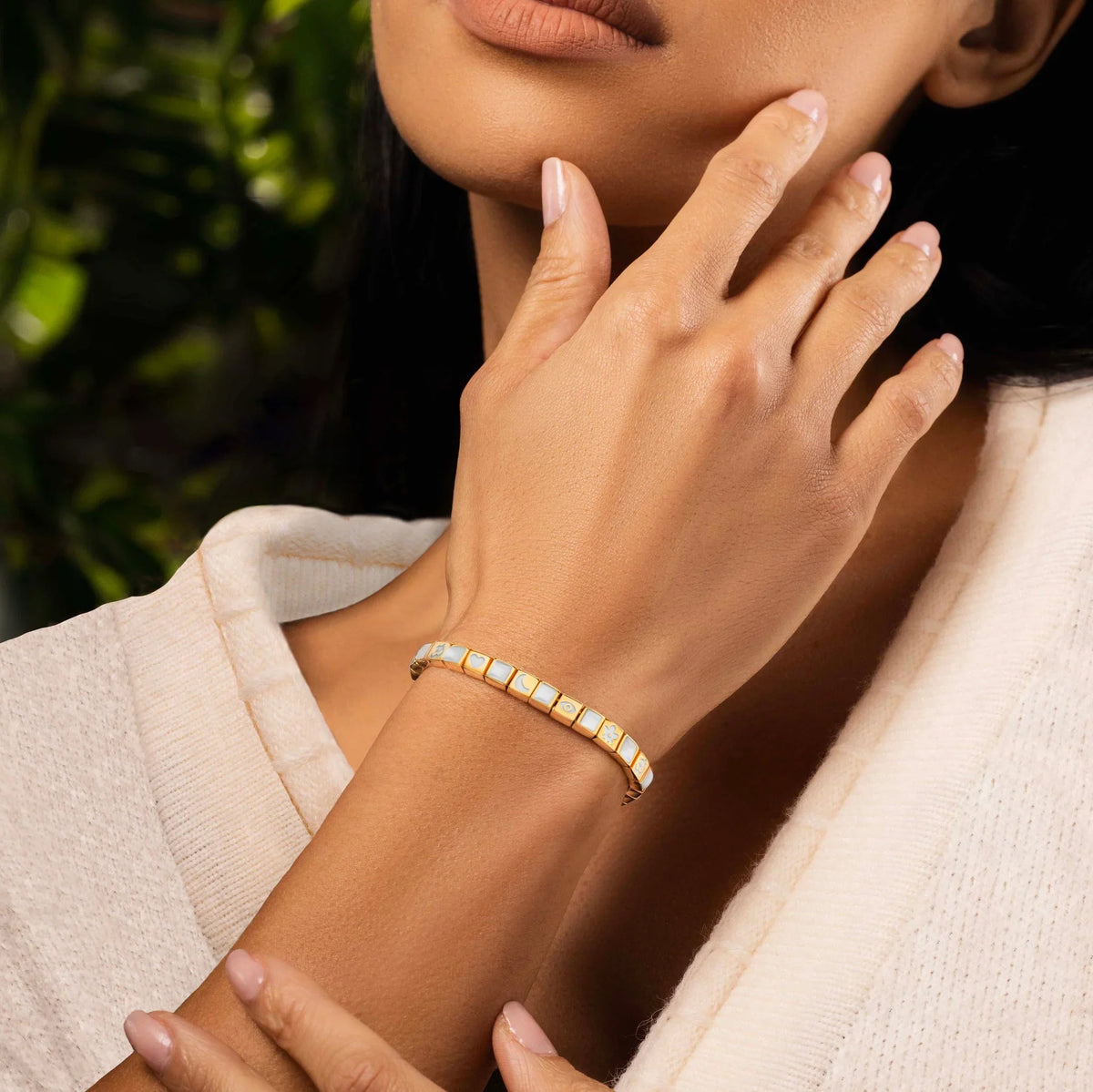 Miraculous Protection Multi Charm Mother of Pearl Bracelet