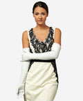 Angelina (ivory) - Italian silk lined 16-button length leather bridal / opera gloves 1