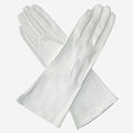 CW01W4 (white) - Italian Silk Lined 4-Button Length White Leather Bridal Gloves 1