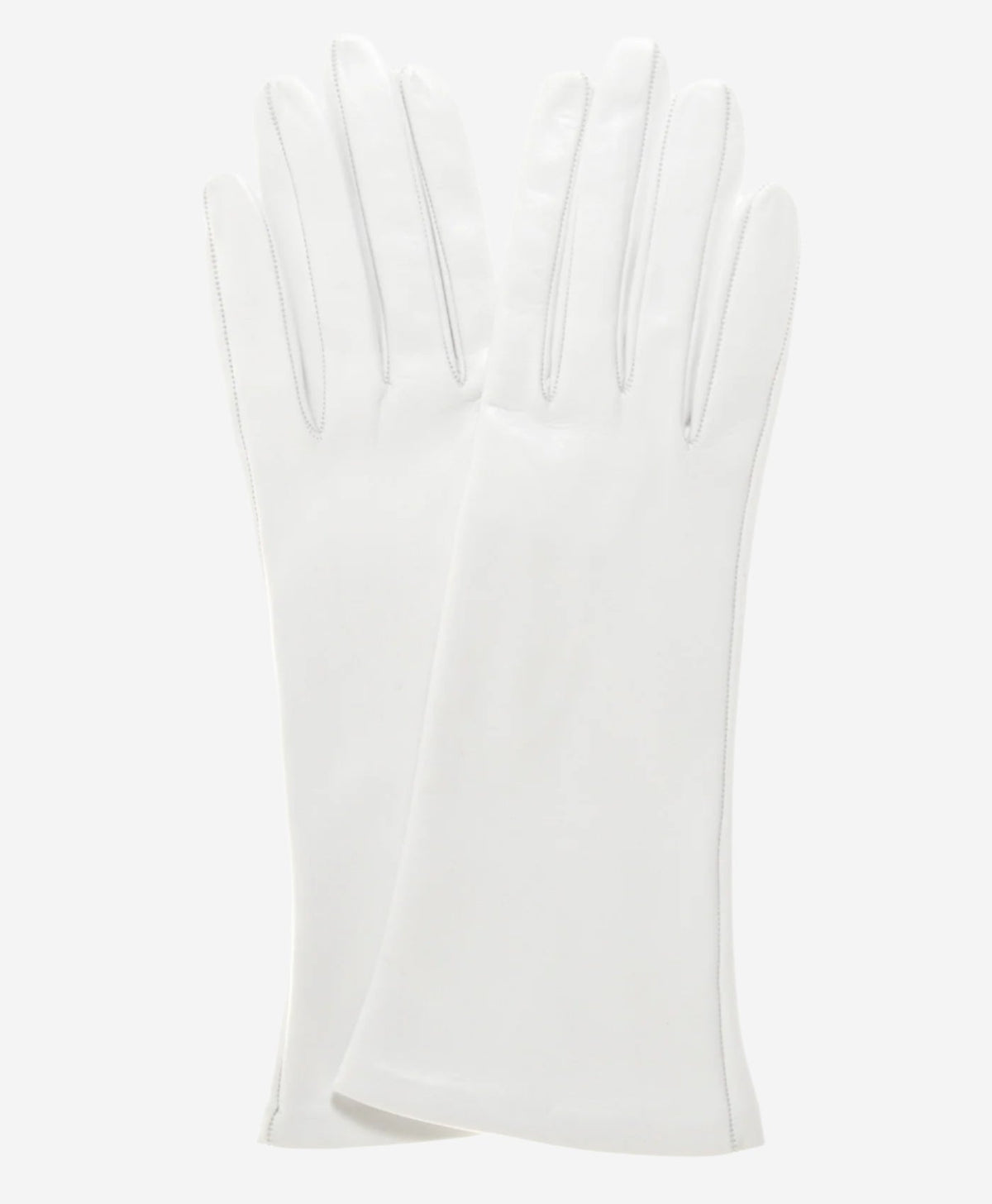 CW01W4 (white) - Italian Silk Lined 4-Button Length White Leather Bridal Gloves