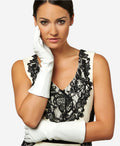 Angelina (ivory) - Italian silk lined 6-button length leather bridal / opera gloves 1