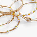 Daisy Flower Beaded Bangle Set of 5 3