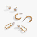 Daisy Flower Stud and Huggie Hoop Earring Set of 3 3