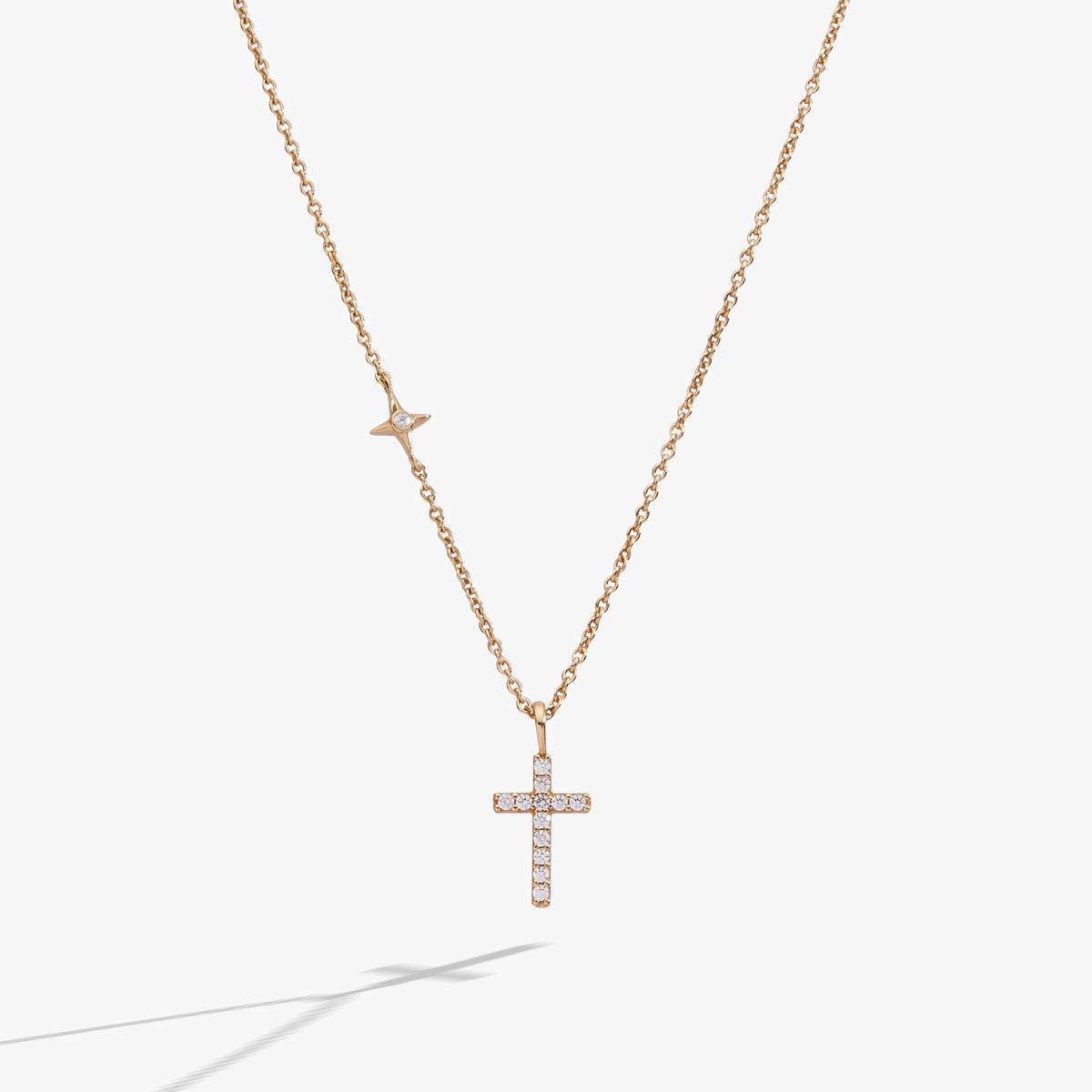 Cross Delicate Pave Crystal Pendant Necklace
