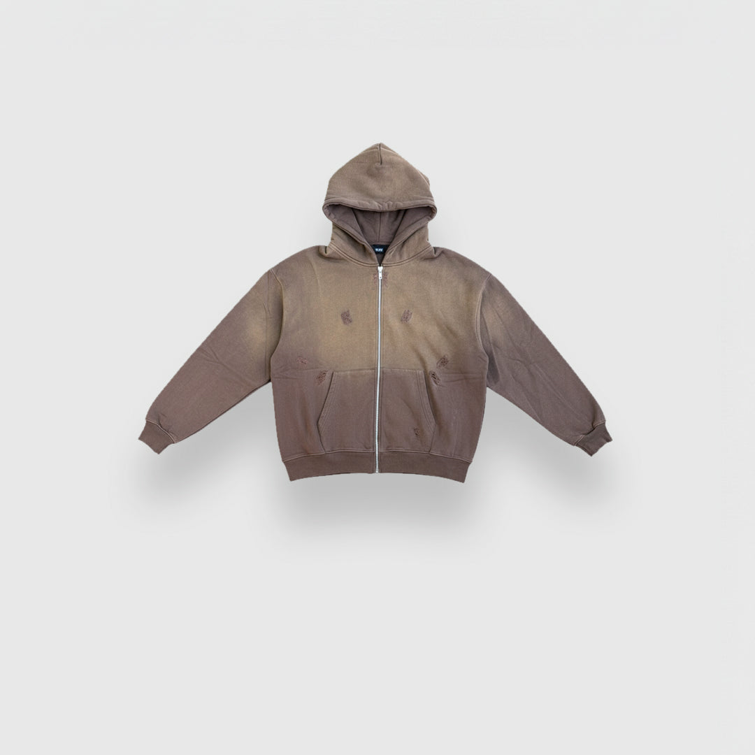 Mocha Sun fade Distress Oversized Hoodie