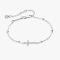 Cross Delicate Pave Crystal Beaded Strand Bracelet 5