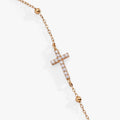 Cross Delicate Pave Crystal Beaded Strand Bracelet 2